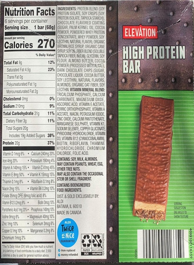 Millville Elevation Mint Chocolate and Chocolate Peanut Butter High Protein Bars 14.4oz 408g (Pack of Four) - Image 4